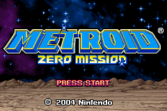 Metroid Zero Mission title screen for GameBoy Advance